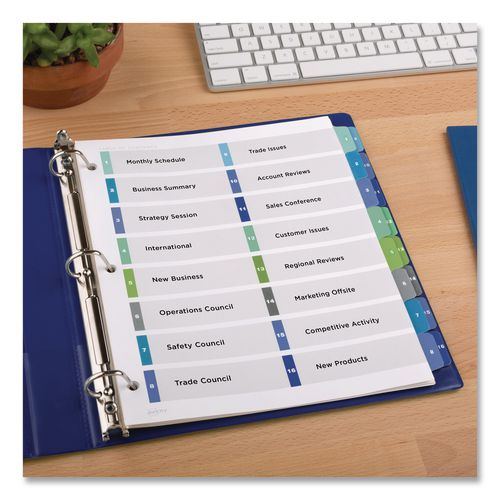Image of Avery® 11320 Customizable TOC Ready Index Double Column Multicolor Tab Dividers, 16-Tab, 1 to 16, 11 x 8.5, White, 1 Set