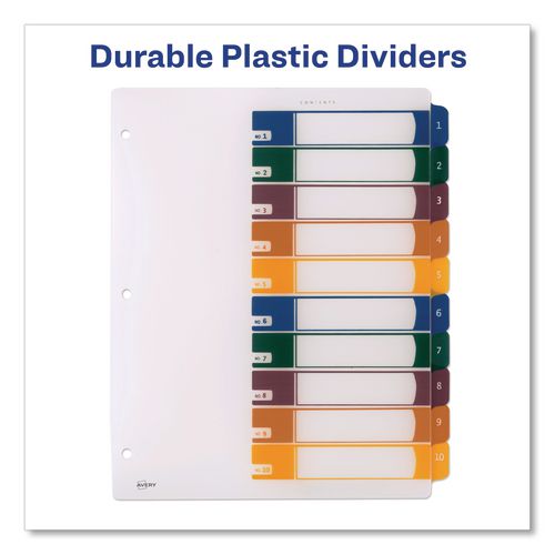 Image of Avery® 11818 Customizable Table Of Contents Ready Index Dividers With Multicolor Tabs, 10-Tab, 1 To 10, 11 X 8.5, Translucent, 1 Set