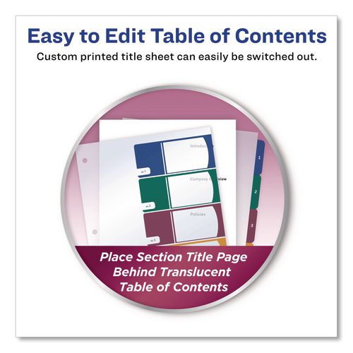 Image of Avery® 11816 Customizable Table Of Contents Ready Index Dividers With Multicolor Tabs, 5-Tab, 1 To 5, 11 X 8.5, Translucent, 1 Set