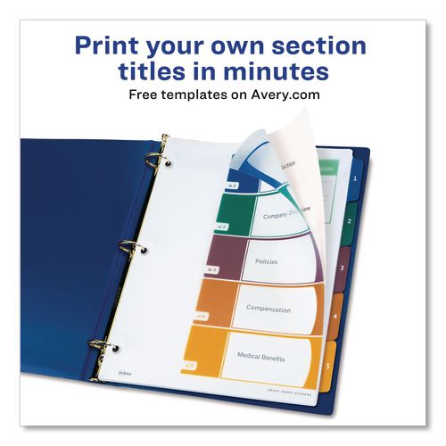 Image of Avery® 11816 Customizable Table Of Contents Ready Index Dividers With Multicolor Tabs, 5-Tab, 1 To 5, 11 X 8.5, Translucent, 1 Set