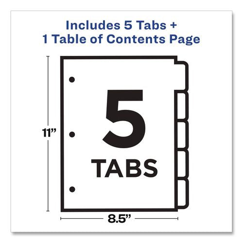 Image of Avery® 11816 Customizable Table Of Contents Ready Index Dividers With Multicolor Tabs, 5-Tab, 1 To 5, 11 X 8.5, Translucent, 1 Set