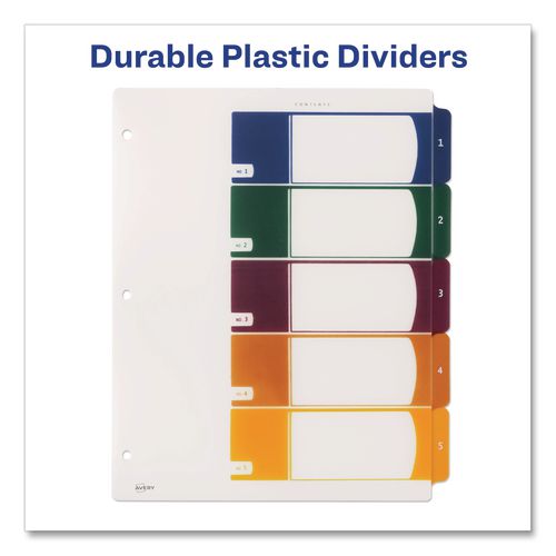 Image of Avery® 11816 Customizable Table Of Contents Ready Index Dividers With Multicolor Tabs, 5-Tab, 1 To 5, 11 X 8.5, Translucent, 1 Set