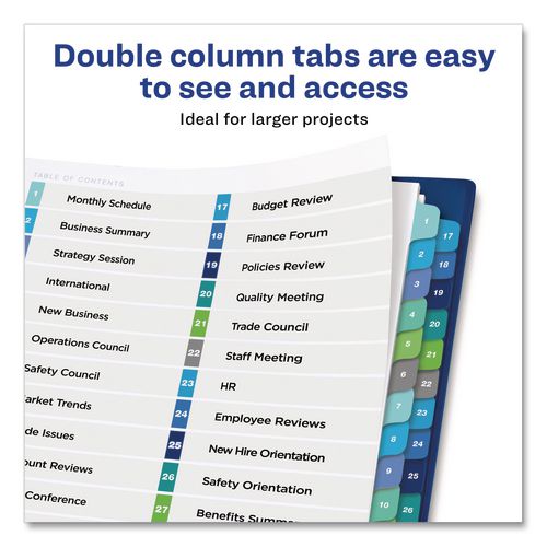 Image of Avery® 11322 Customizable TOC Ready Index Double Column Multicolor Tab Dividers, 32-Tab, 1 to 32, 11 x 8.5, White, 1 Set