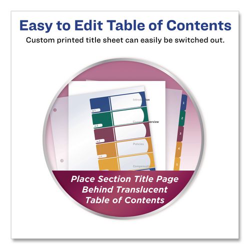 Image of Avery® 11817 Customizable Table Of Contents Ready Index Dividers With Multicolor Tabs, 8-Tab, 1 To 8, 11 X 8.5, Translucent, 1 Set