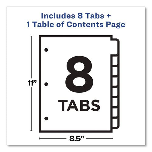 Image of Avery® 11817 Customizable Table Of Contents Ready Index Dividers With Multicolor Tabs, 8-Tab, 1 To 8, 11 X 8.5, Translucent, 1 Set