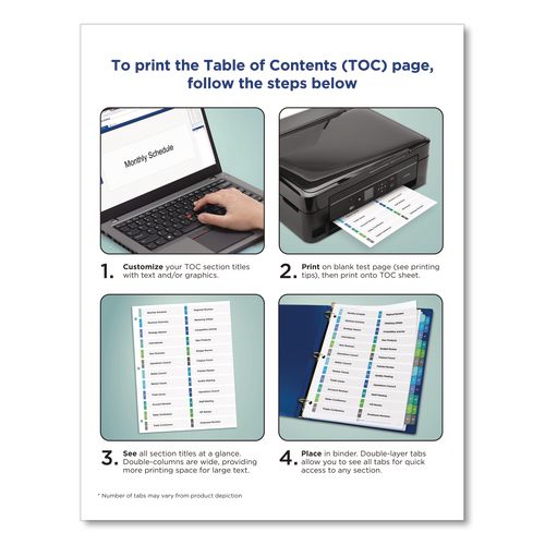 Image of Avery® 11322 Customizable TOC Ready Index Double Column Multicolor Tab Dividers, 32-Tab, 1 to 32, 11 x 8.5, White, 1 Set