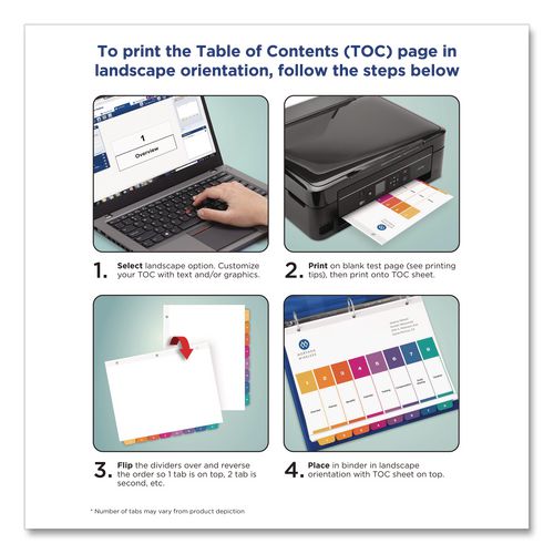 Image of Avery® 11830 Customizable Table of Contents Ready Index Multicolor Dividers, 12-Tab, Jan. to Dec., 11 x 8.5, White, 6 Sets