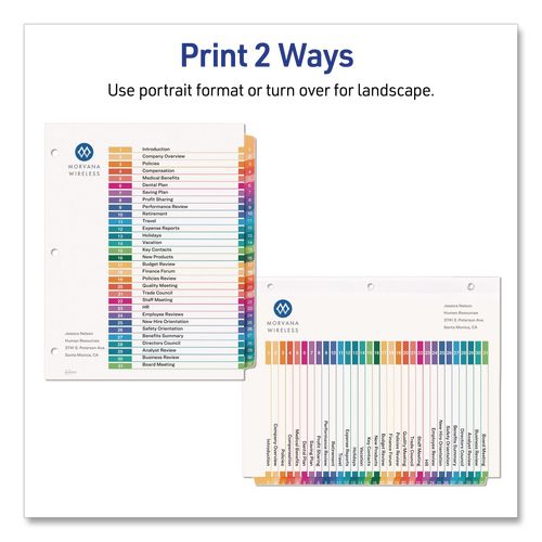 Image of Avery® 11831 customizable table of contents ready index multicolor dividers, 31-tab, 1 to 31, 11 x 8.5, white, 6 sets