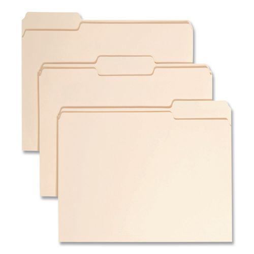 Image of Smead Poly Manila Folders, 1/3-Cut Tabs: Assorted, Letter Size, Manila, 12/Pack