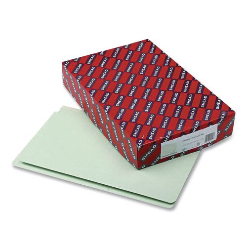 Image of Smead Extra-Heavy Recycled Pressboard End Tab Folders, Straight Tabs, Legal Size, 2" Expansion, Gray-Green, 25/Box