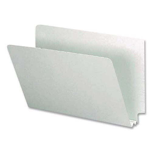 Image of Smead Extra-Heavy Recycled Pressboard End Tab Folders, Straight Tabs, Legal Size, 2" Expansion, Gray-Green, 25/Box