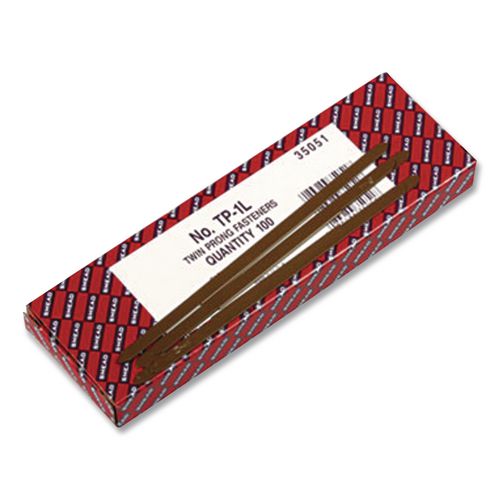 Image of Smead 35051 One-Piece 2-Prong Fasteners for Smead Pre-Slit Folder Dividers, 0.63" and 1" Capacity, 2.75" Center to Center, Brown, 100/Box