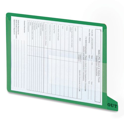 Image of Smead Colored Poly Out Guides With Pockets, 1/3-Cut End Tab, Out, 8.5 X 11, Green, 25/box