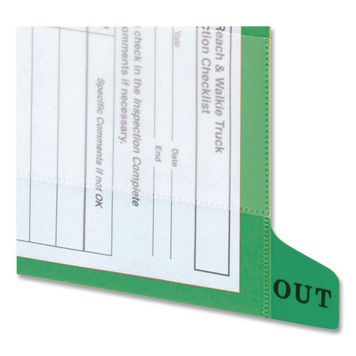 Image of Smead Colored Poly Out Guides With Pockets, 1/3-Cut End Tab, Out, 8.5 X 11, Green, 25/box