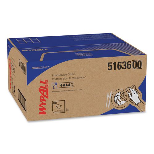 Image of WypAll® 51636 Foodservice Cloths, 12.5 X 23.5, Blue, 200/carton