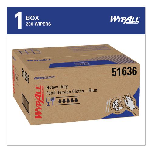 Image of WypAll® 51636 Foodservice Cloths, 12.5 X 23.5, Blue, 200/carton