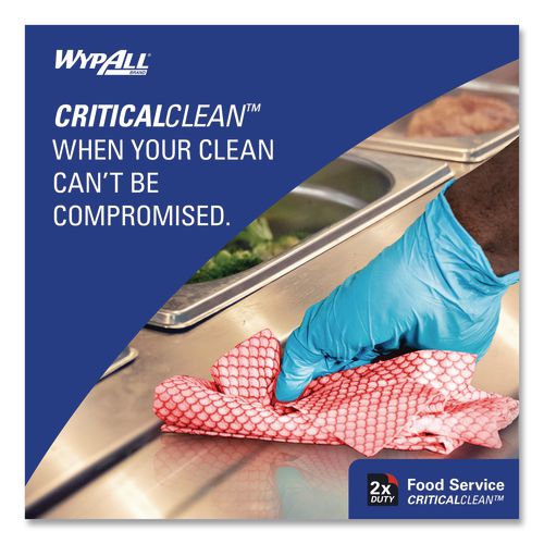 Image of WypAll® 51639 Foodservice Cloths, 12.5 X 23.5, Red, 200/carton