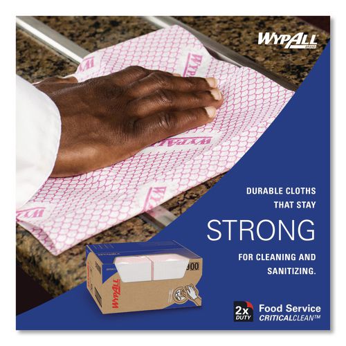 Image of WypAll® 51639 Foodservice Cloths, 12.5 X 23.5, Red, 200/carton