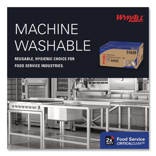 Image of WypAll® 51639 Foodservice Cloths, 12.5 X 23.5, Red, 200/carton