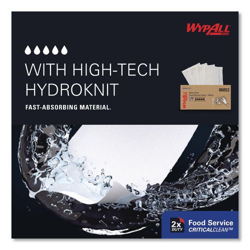 Image of WypAll® 06053 X50 Foodservice Towels, 1/4 Fold, 23.5 x 12.5, White, 200/Carton
