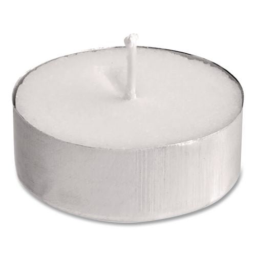 Image of Sterno® STE 40100 Tealight Candle, 5 Hour Burn, 0.5"h, White, 50/pack, 10 Packs/carton