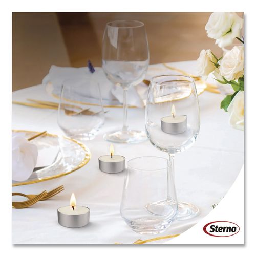 Image of Sterno® STE 40100 Tealight Candle, 5 Hour Burn, 0.5"h, White, 50/pack, 10 Packs/carton