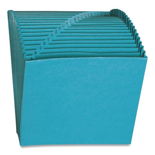 Image of Smead 70717 Heavy-Duty Indexed Expanding Open Top Color Files, 21 Sections, 1/21-Cut Tabs, Letter Size, Teal
