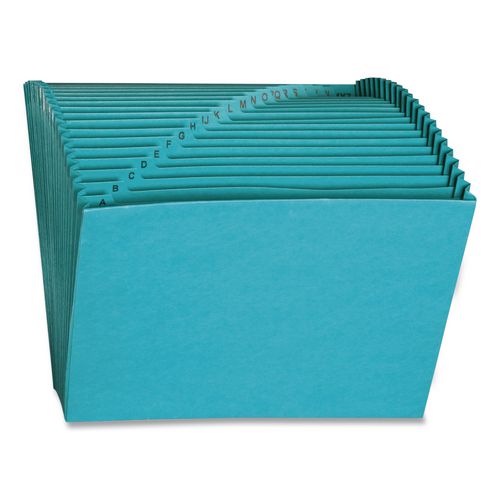 Image of Smead 70717 Heavy-Duty Indexed Expanding Open Top Color Files, 21 Sections, 1/21-Cut Tabs, Letter Size, Teal