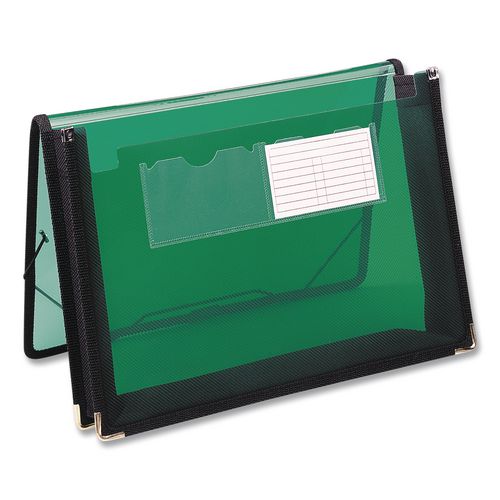 Image of Smead 71951 Poly Wallets, 2.25" Expansion, 1 Section, Elastic Cord Closure, Letter Size, Translucent Green