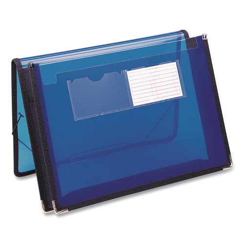 Image of Smead 71953 Poly Wallets, 2.25" Expansion, 1 Section, Elastic Cord Closure, Letter Size, Translucent Blue