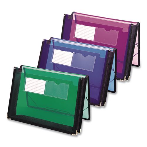Image of Smead 71953 Poly Wallets, 2.25" Expansion, 1 Section, Elastic Cord Closure, Letter Size, Translucent Blue