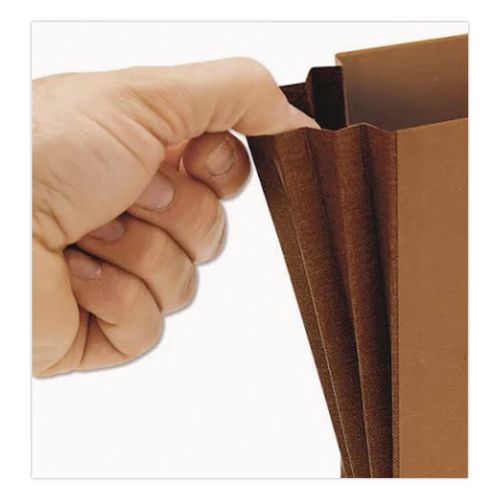 Image of Smead Classic Expanding Partition Wallet with Tear Resistant Gusset/Elastic Cord, 5.25" Expansion, 6 Section, Legal Size, Redrope