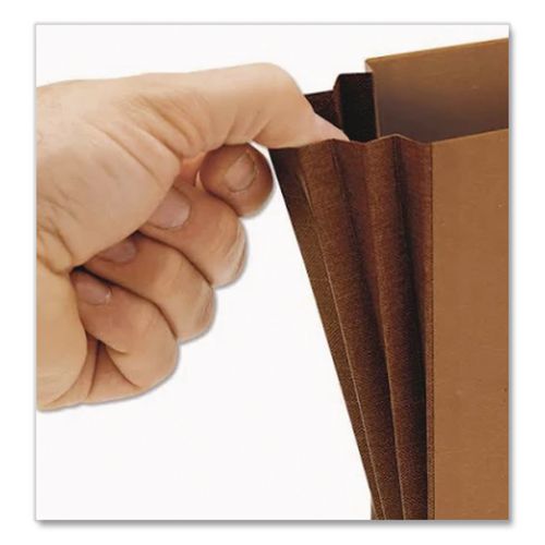 Image of Smead Classic Expanding Partition Wallet w/Tear Resistant Gusset/Elastic Cord, 5.25" Exp, 6 Section, Letter Size, Redrope, 10/Box