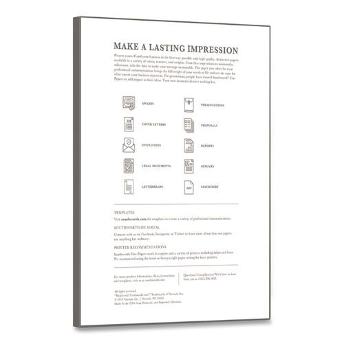 Image of Southworth® R14ICF 100% Cotton Resume Paper, 24 lb Bond Weight, 8.5 x 11, Ivory, 100/Pack