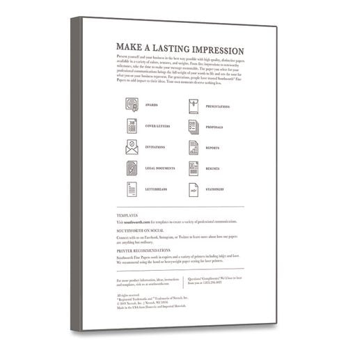 Image of Southworth® RD18CF 100% Cotton Resume Paper, 95 Bright, 32 lb Bond Weight, 8.5 x 11, White, 100/Pack