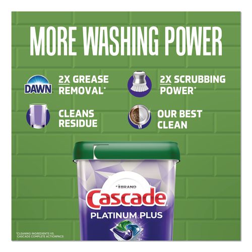 Image of CascadeÂ® Platinum Plus ActionPacs Dishwasher Detergent Pods, Fresh Scent, 28.4 oz Tub, 52/Pack