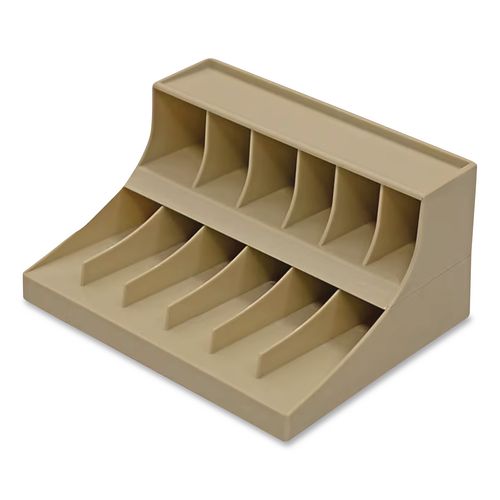 Image of CONTROLTEKÂ® Coin Wrapper and Bill Strap 2-Tier Rack, 11 Compartments, 9.38 x 8.13 4.63, Plastic, Pebble Beige