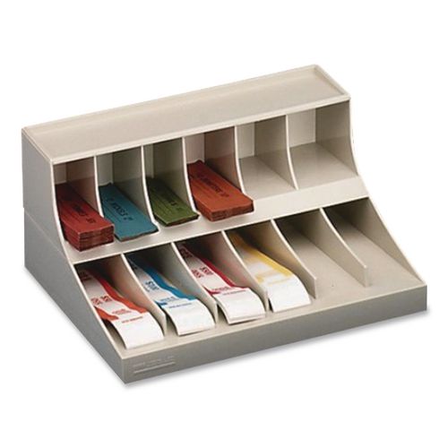 Image of CONTROLTEKÂ® Coin Wrapper and Bill Strap 2-Tier Rack, 11 Compartments, 9.38 x 8.13 4.63, Plastic, Pebble Beige