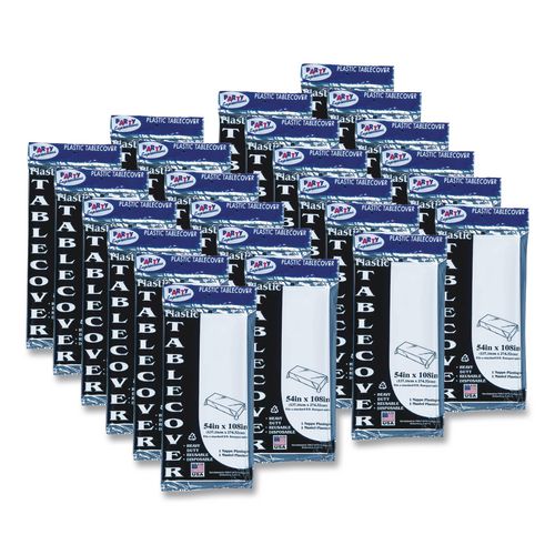 Image of Tablemate® 549WHCT Table Set Rectangular Table Covers, Heavyweight Plastic, 54" X 108", White, 24/carton