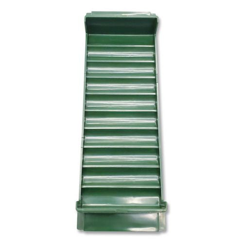 Image of CONTROLTEK® 560562 Stackable Plastic Coin Tray, Accommodates $50 in Dimes, 3.75" x 11.5" x 1.5", Green