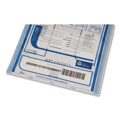 Image of Control Papers 585028 TripLOK Series A Tamper-Evident Bags, Plastic, 9" x 12", Clear, 100/Pack