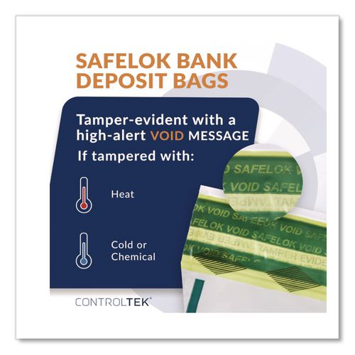 Image of SafeLOK 585094 Series D Deposit Bags, Plastic, 12" x 16", White, 100/Pack