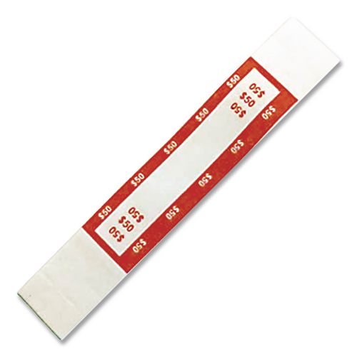 Image of CONTROLTEK® 560116 Currency Straps, Self-Adhesive, Ones, $50 Strap, Orange/White, 1,000/Pack