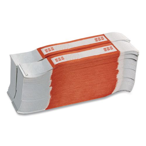 Image of CONTROLTEK® 560116 Currency Straps, Self-Adhesive, Ones, $50 Strap, Orange/White, 1,000/Pack