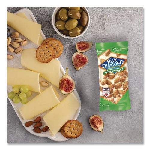 Image of Blue Diamond® BLU11025 Whole Natural Almonds, Snack Size, 4 oz Bag, 12 Bags/Box