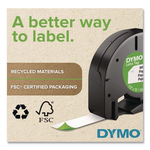 Image of DYMO® 2050823 Letratag Plastic Label Tape Cassette, 0.5" X 13 Ft, White, 6/pack