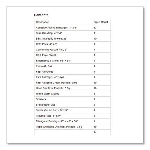 Image of First Aid Only 91359 25 Person ANSI A Refill Kit, ANSI 2021 Compliant, 94 Pieces