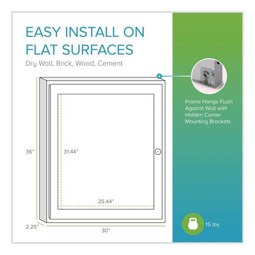 Image of Ghent PA13630K 1 Door Enclosed Natural Cork Bulletin Board with Satin Frame, 30" x 36", Tan Surface, Satin Aluminum Frame