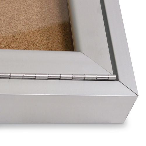Image of Ghent PA13630K 1 Door Enclosed Natural Cork Bulletin Board with Satin Frame, 30" x 36", Tan Surface, Satin Aluminum Frame