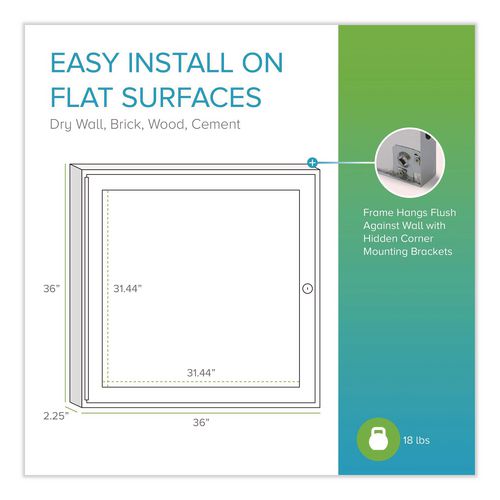 Image of Ghent PA13636K 1 Door Enclosed Natural Cork Bulletin Board with Satin Frame, 36" x 36", Tan Surface, Satin Aluminum Frame